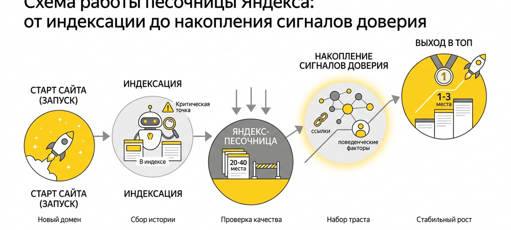 Яндекс-песочница: почему новый сайт не растёт и как ускорить выход