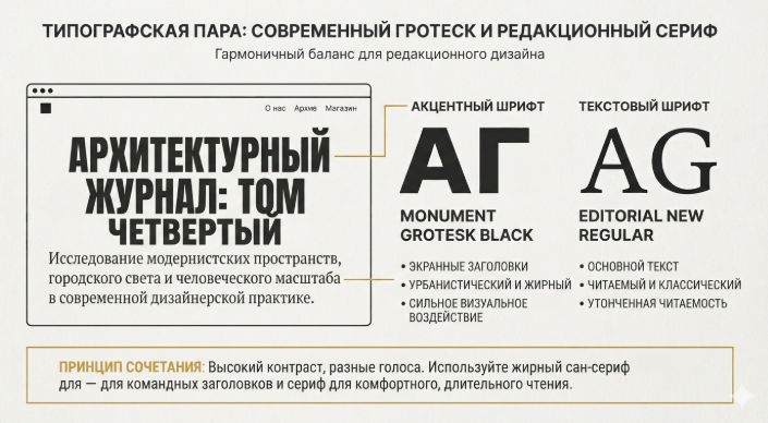 подборка модных шрифтов и пример удачной пары для сайта