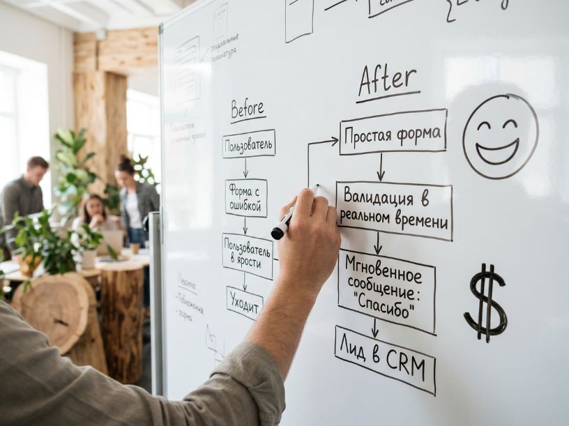  Схема правильного и неправильного процесса работы формы обратной связи. 