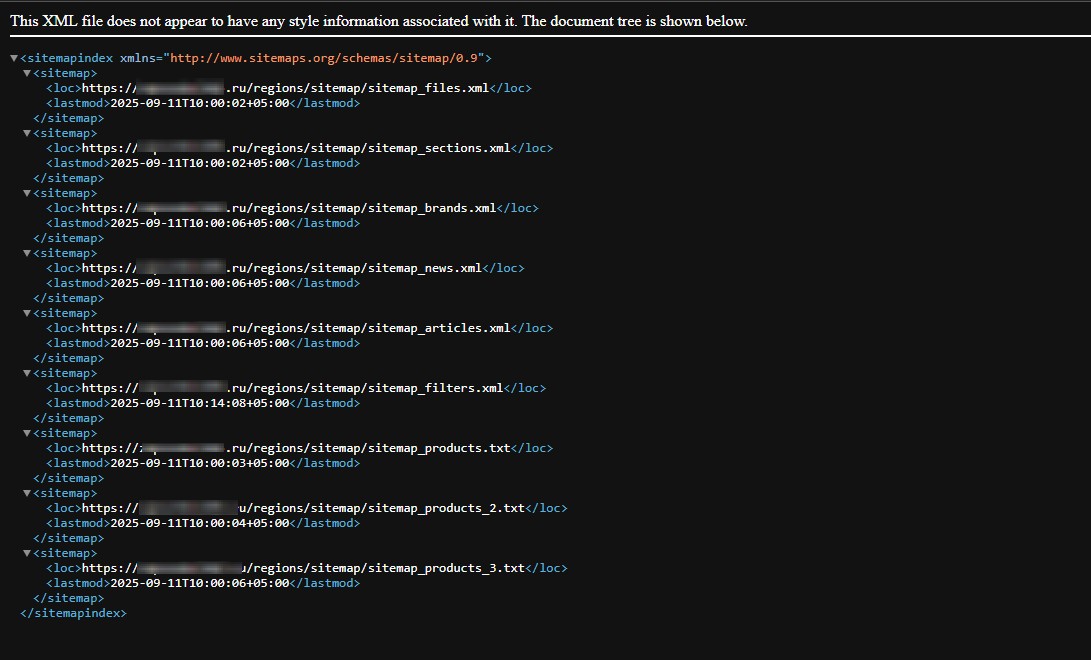 Файл Sitemap.xml сайта.