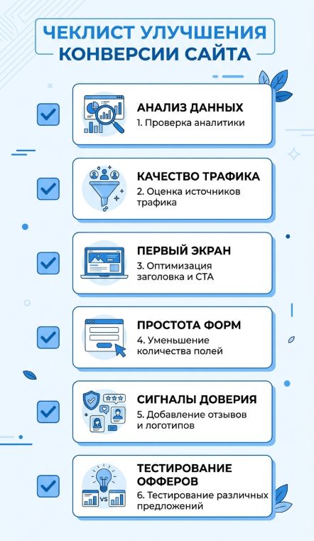 чек-лист повышения конверсии сайта в заявку