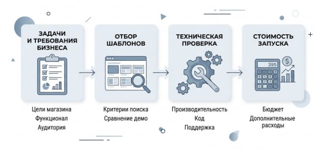 схема выбора шаблона интернет-магазина на Битрикс по этапам проверки