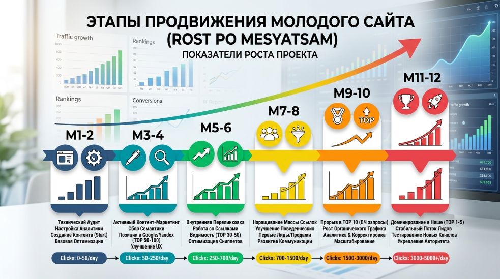 seo продвижение нового сайта этапы